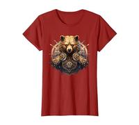 Ours Faune Animal Nature Steampunk T-Shirt, Femme, Canneberge, 3XL