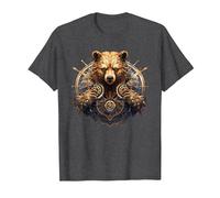 Ours Faune Animal Nature Steampunk T-Shirt, Homme, Chiné Foncé, 5XL