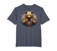 Ours Faune Animal Nature Steampunk T-Shirt, Homme Grandes Tailles, Bleu Chiné, 6X Tall