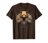 Ours Faune Animal Nature Steampunk T-Shirt, Homme, Marron, L