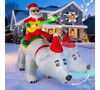 Ours gonflable de Noël avec tête agitée et musique, décoration extérieure dernière intervention pour décoration de patio avec lumières LED pour fête de Noël, décoration de jardin