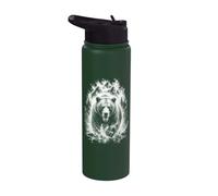 Ours grizzly en course comme un style de dessin artistique noir et blanc Stainless Steel Insulated Water Bottle