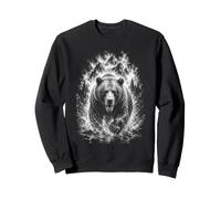 Ours Grizzly en Course comme Un Style de Dessin Artistique Noir et Blanc Sweatshirt