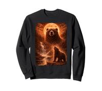 Ours Grizzly Hurlant à la Lune Vintage drôle Mystique Sweatshirt