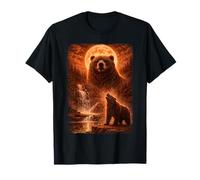 Ours Grizzly Hurlant à la Lune Vintage drôle Mystique T-Shirt