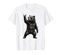 Ours grizzly rétro vintage musical rock gesture drôle ours grizzly T-Shirt