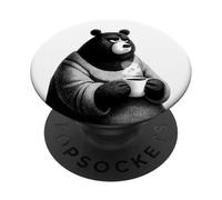 Ours Grognon Café Humour Illustration Drôle PopSockets PopGrip Adhésif