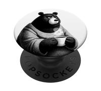 Ours Grognon Café Humour Illustration Drôle PopSockets PopGrip Adhésif
