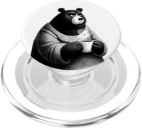 Ours Grognon Café Humour Illustration Drôle PopSockets PopGrip pour MagSafe