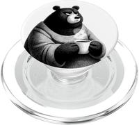 Ours Grognon Café Humour Illustration Drôle PopSockets PopGrip pour MagSafe