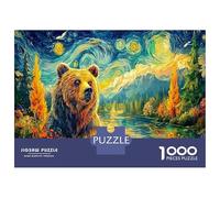 Ours in Paysage étoilé 1000 Pièces Puzzle ColoréOurs Van Gogh pour Adultes Jeu D'Intelligence Premium avec Défis Décorationde La Maison 70x50cm/1000pcs