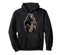 Ours Jouant du Saxophone Jazz Musicien Sweat à Capuche