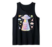 Ours Kawaii triste enlevé par un OVNI Pastel Rainbow Alien Débardeur