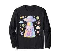 Ours Kawaii triste enlevé par un OVNI Pastel Rainbow Alien Manche Longue
