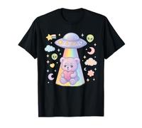 Ours Kawaii triste enlevé par un OVNI Pastel Rainbow Alien T-Shirt