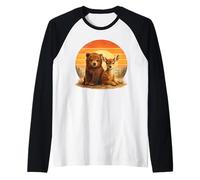 Ours Mignon Faon rétro Amis Animaux Manche Raglan