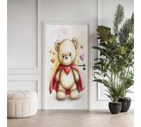 Ours Mignon Sticker Mural, Étoiles Cœurs Autocollants De Porte Muraux Décoration Poster Murale, Dessin Animé Bande Dessinée Stickers de Porte Imperméable Vinyle 90x200 cm
