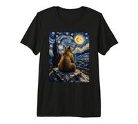 Ours Mignon Van Gogh Nuit étoilée Soirée paisible T-Shirt Haut de Gamme