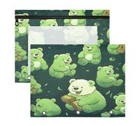 Ours Mignons Art De Bande DessinéE Trousses à Crayons Transparentes pour Chevet,Compatibles avec les Classeurs à 3 Anneaux(2 Pack)