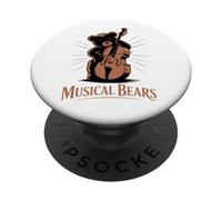 Ours musical jouant de la contrebasse orchestre contrabassiste PopSockets PopGrip Adhésif