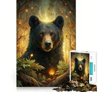Ours Mystique dans la forêt enchantée Puzzle de 1000 pièces pour Adultes Jeu de logique Fine Amusant et Silencieux Bords Nets Cadeau mémorable (38x52cm)