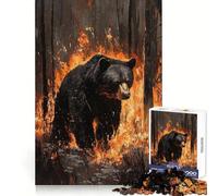 Ours Noir en feu Puzzle 1000 pièces pour Adultes Un Cadeau attentionné, idéal pour stimuler la mémoire et Passer Un Moment paisible Bords Nets