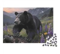 Ours Noir en Montagne, Puzzle de 1000 pièces, Ours Noir en forêt, Jeu éducatif pour Adultes, décoration intérieure, Niveau de difficulté élevé, idéal pour Un Anniversaire, 70 x 50 cm.