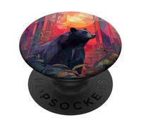 Ours, Noir | Faune et extérieur, mosaïque PopSockets PopGrip Adhésif