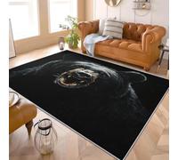 Ours Noir FéRoce Tapis Décoratif Moderne à Poils Courts, Doux et Moelleux, Dessous Antidérapant, Lavable en Machine Animal Tapis de Salon, Chambre et Entrée 140x200 cm