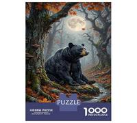 Ours noirPuzzle Premium 1000 Pièces en Papier Recyclé Forêt sous la Pleine Lune pour Grands-Parents Entraînement Cognitif Loisirs Créatifs 70x50cm/1000pcs