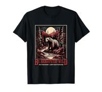 Ours Outdoors Nature Forest Animal Wildlife Retro Hiking Art T-Shirt