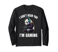 Ours Panda Amusant I Can't Hear You I'm Gaming Manche Longue