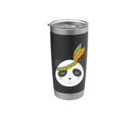 Ours panda indigène avec coiffe et plumes Gobelet isotherme en acier inoxydable double paroi