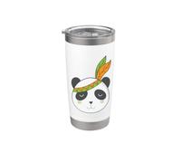 Ours panda indigène avec coiffe et plumes Gobelet isotherme en acier inoxydable double paroi