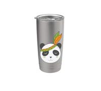 Ours panda indigène avec coiffe et plumes Gobelet isotherme en acier inoxydable double paroi