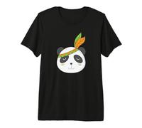 Ours Panda indigène avec Coiffe et Plumes T-Shirt Haut de Gamme