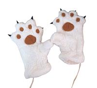 Ours Pattes Mittens Gants en Peluche d'hiver Mignons Costumes Moelleux Halloween Cosplay Doigt Bear Ours Mitts