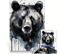 Ours Peint à l'aquarelle pour Adultes, Puzzle de 1000 pièces, stimule la mémoire, Passe-Temps paisible, découpe de qualité, Surprise d'anniversaire (38x26cm)
