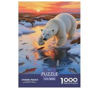 Ours Polaire 1000 Pièces Puzzle pour Adultes Jeu Stimulant Divertissement Apaisant Entraîner La Mémoire du Cerveau pour Toute La Famille, Cadeaux pour Femmes, Cadeaux pour Hommes 38x26cm/1000pcs