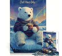 Ours Polaire, Ambiance décontractée dans la Neige avec aurores boréales, Puzzle de 1000 pièces pour Adultes, Puzzle Relaxant et apaisant, Image à Assembler, Cadeau du Père Noël (50x75cm)
