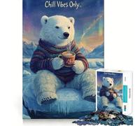 Ours Polaire, Ambiance décontractée dans la Neige avec aurores boréales, Puzzle de 1000 pièces pour Adolescents, Jeu de logique, Simple et Amusant, Bords Lisses, Cadeau élégant (38x52cm)