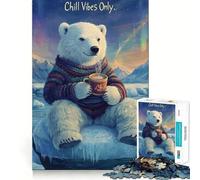 Ours Polaire, Ambiance décontractée dans la Neige avec aurores boréales, Puzzle de 1000 pièces pour Adultes, Puzzle Relaxant et apaisant, Image à Assembler, Cadeau du Père Noël (50x75cm)