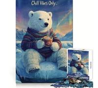 Ours Polaire, Ambiance décontractée dans la Neige avec aurores boréales, Puzzle de 1000 pièces pour Adolescents, Jeu de logique, Simple et Amusant, Bords Lisses, Cadeau élégant (38x52cm)