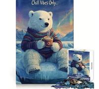 Ours Polaire, Ambiance relaxante dans la Neige avec aurores boréales, Puzzle de 1000 pièces pour Adultes, Puzzle apaisant, Art à Assembler, Cadeau Unique (38x26cm)