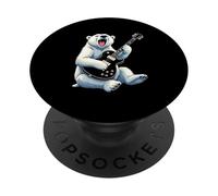Ours Polaire Amusant Jouant de la Guitare électrique Amoureux d'ours PopSockets PopGrip Adhésif