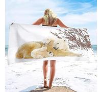 Ours Polaire Animal 70 X 150 Cm Serviette De Plage Séchage Rapide - Drap De Plage Microfibre Légère, Beach Towel sans Sable, pour Femme Homme, Voyages, Vacances, Natation, Camping, avec Le S-3G3L+W2B