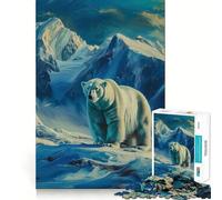 Ours Polaire au Svalbard Puzzle de 1000 pièces pour Adolescents Jeu de logique Solide Amusant et paisible Découpe de précision Cadeau Exceptionnel (38x26cm)