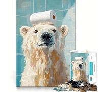 Ours Polaire avec Papier Toilette Puzzle de 1000 pièces pour Adolescents Améliore la mémoire Loisirs faciles Découpe Ferme Décoration Murale (38x26cm)