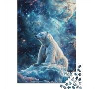 Ours Polaire dans l'espace 1000 Pièces Carton Robuste Puzzle Classique Senior Jigsaw Enthusiastes Défi du Jeu Éducatif 52x38cm/1000pcs