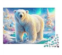 Ours Polaire dans Un Pays des Merveilles d'hiver Puzzle De 1000 Pièces Polar Bear Pattern Jeu Classique pour Enfants Et Adultes, Recyclé 70x50cm/1000pcs